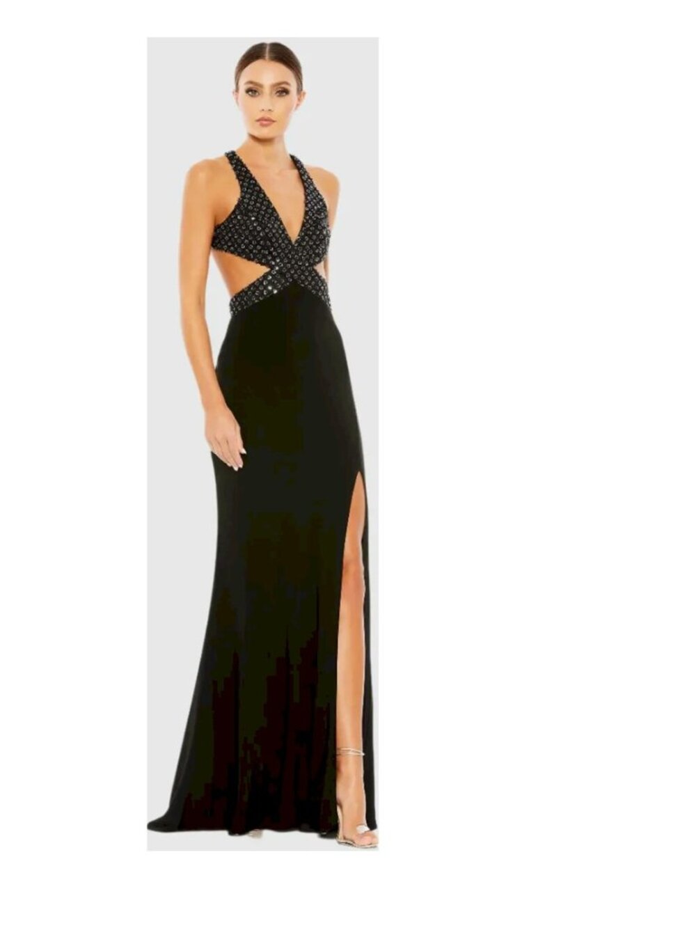 Mac Duggal Black Floral Sequined Criss Cross Gown Style 68166 Size 12 NEW NWT - Picture 6 of 7